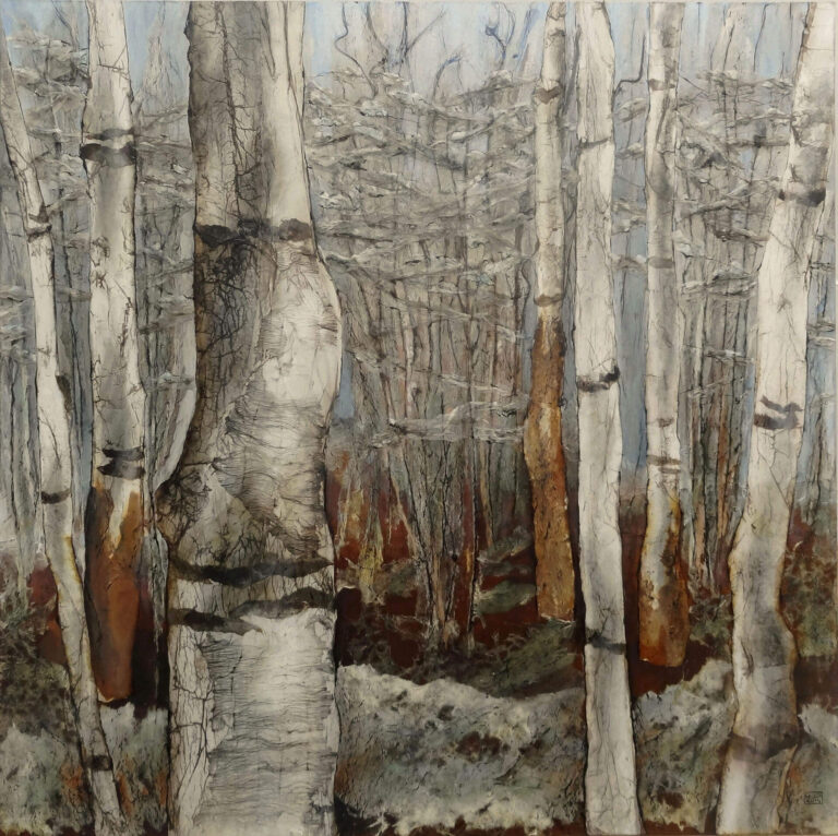 Bouleaux n°48 - 1m x 1m - Vendu